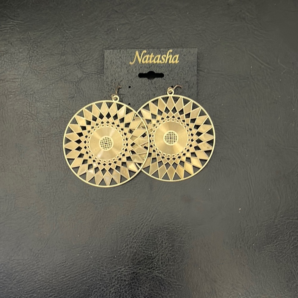 New Natasha Reticulated Sunburst Round Earrings Hoops Style